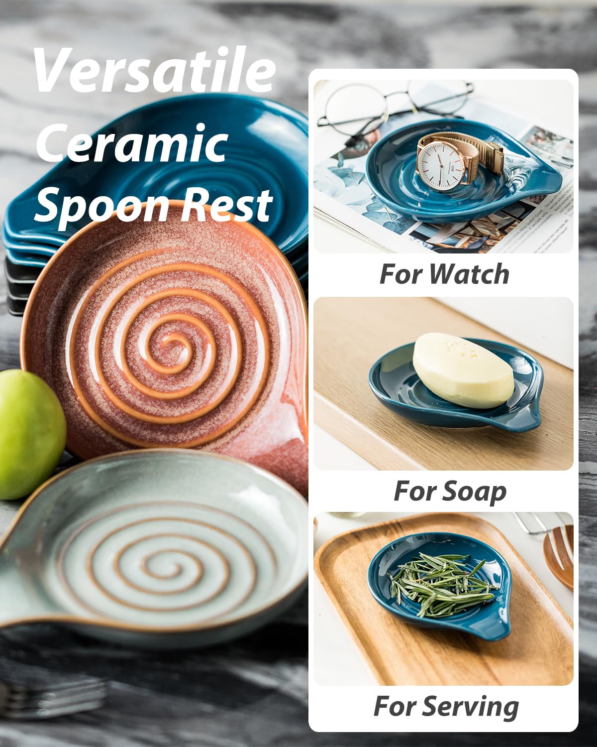 LAUCHUH blue farmhouse spoon rest complements kitchen decor