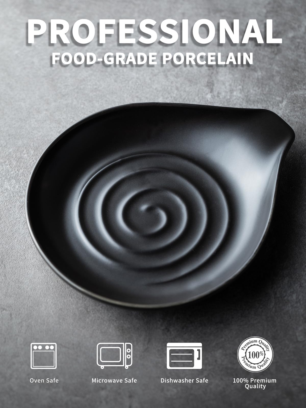 LAUCHUH glazed porcelain spoon rest hides scratches and prevents spills during cooking.