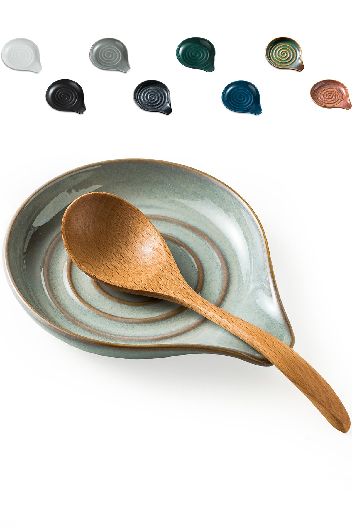 LAUCHUH spoon rest gray ceramic on counter keeps utensils tidy