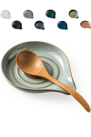 LAUCHUH spoon rest gray ceramic on counter keeps utensils tidy