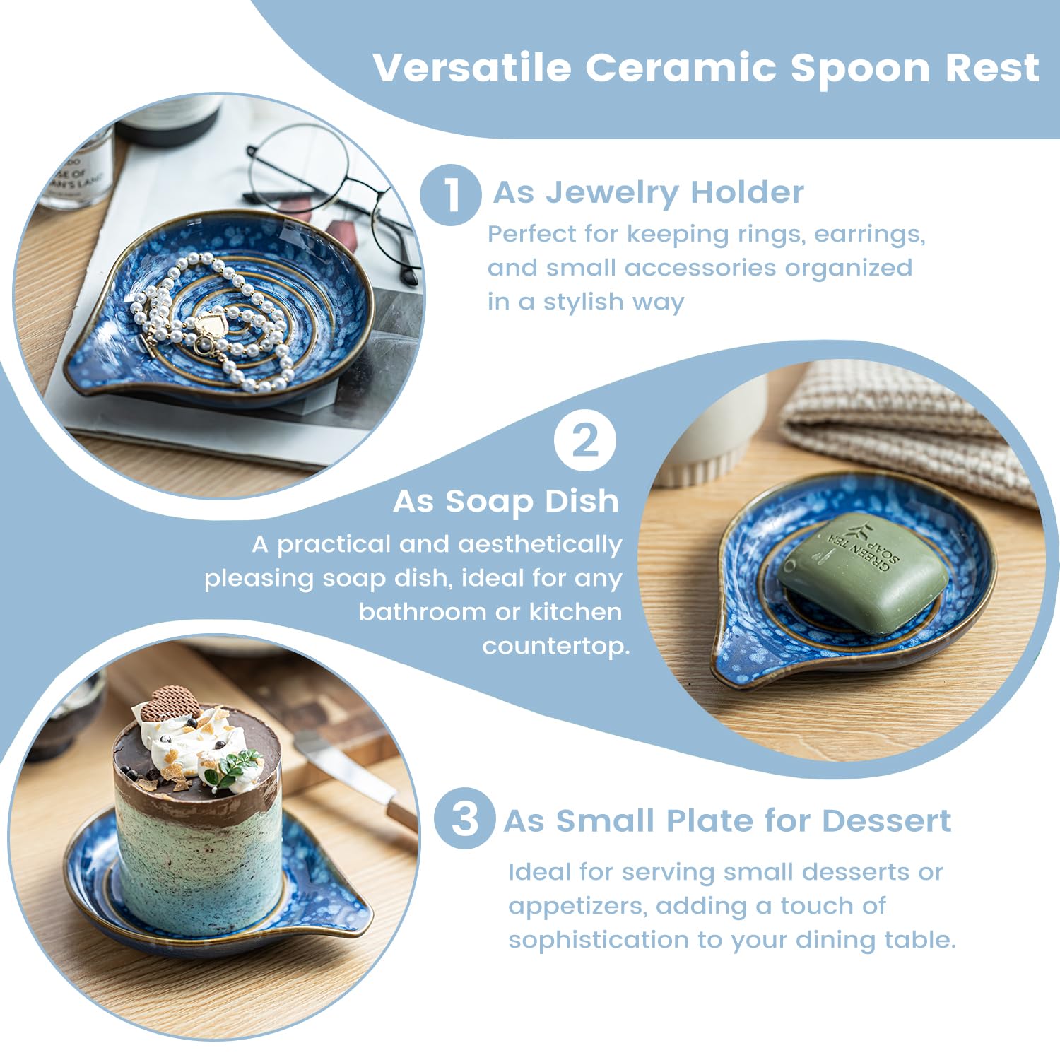 LAUCHUH heat-resistant ceramic spoon rest endures hot utensils safely.
