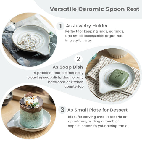 Spacious LAUCHUH spoon rest accommodates ladles and large spoons during cooking.