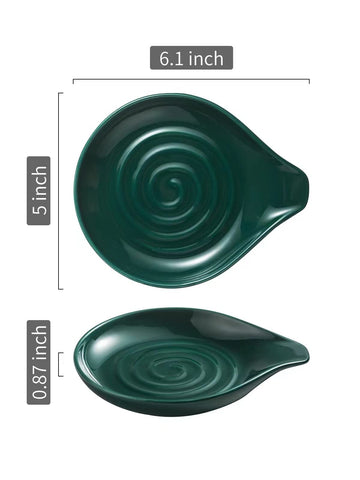 Large round depression on LAUCHUH spoon rest holds diverse utensils securely.