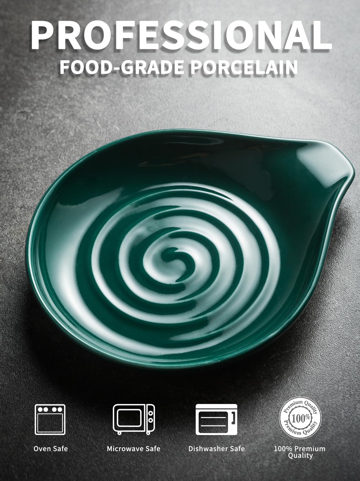 LAUCHUH porcelain swirl finish spoon rest in green adds farmhouse charm.
