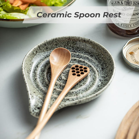 LAUCHUH spoon rest shown as dishwasher-safe, easy cleanup after cooking.