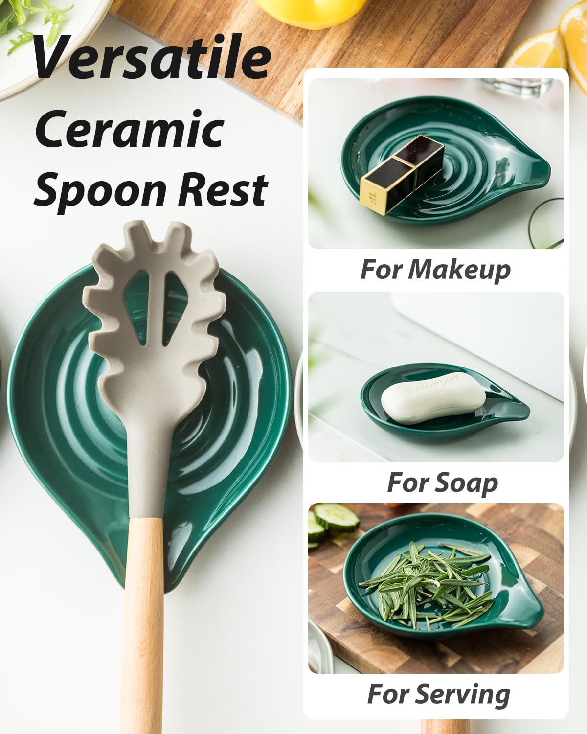 Spatula, spoon, and tongs fit neatly in this LAUCHUH utensil holder.