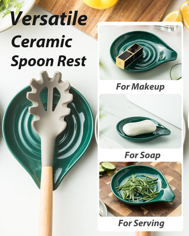 Spatula, spoon, and tongs fit neatly in this LAUCHUH utensil holder.