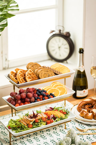 LAUCHUH sturdy rack with removable platters for indoor or outdoor entertaining.