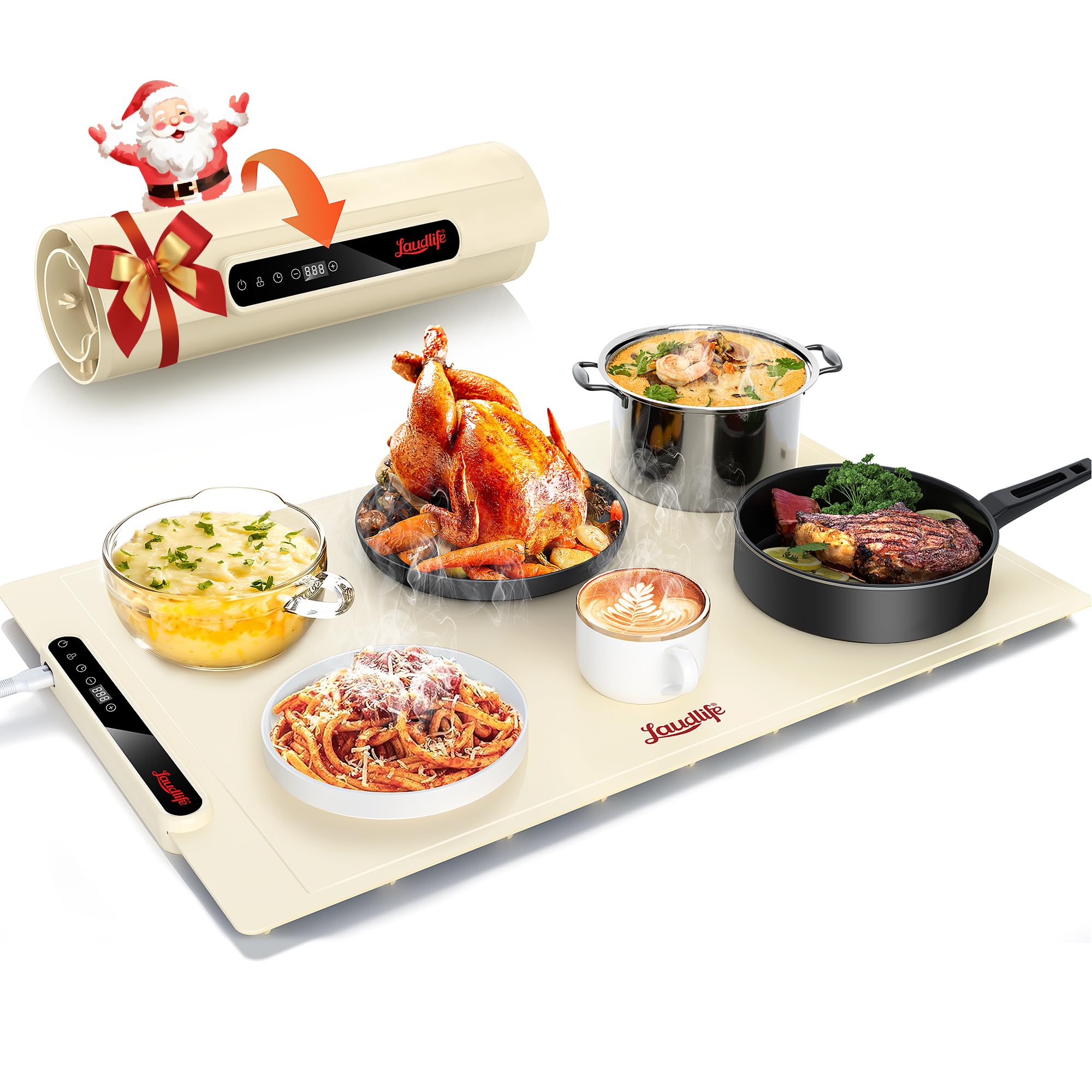 LAUDLIFE food warming mat 24x16 foldable design keeps dishes warm at table