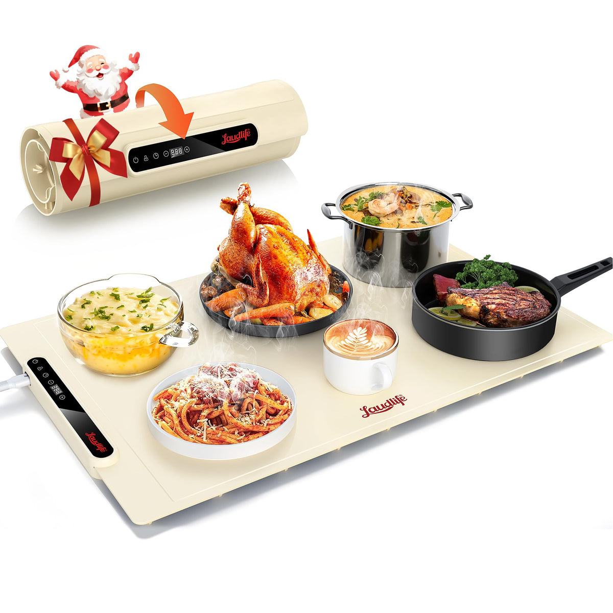 LAUDLIFE food warming mat 24x16 foldable design keeps dishes warm at table