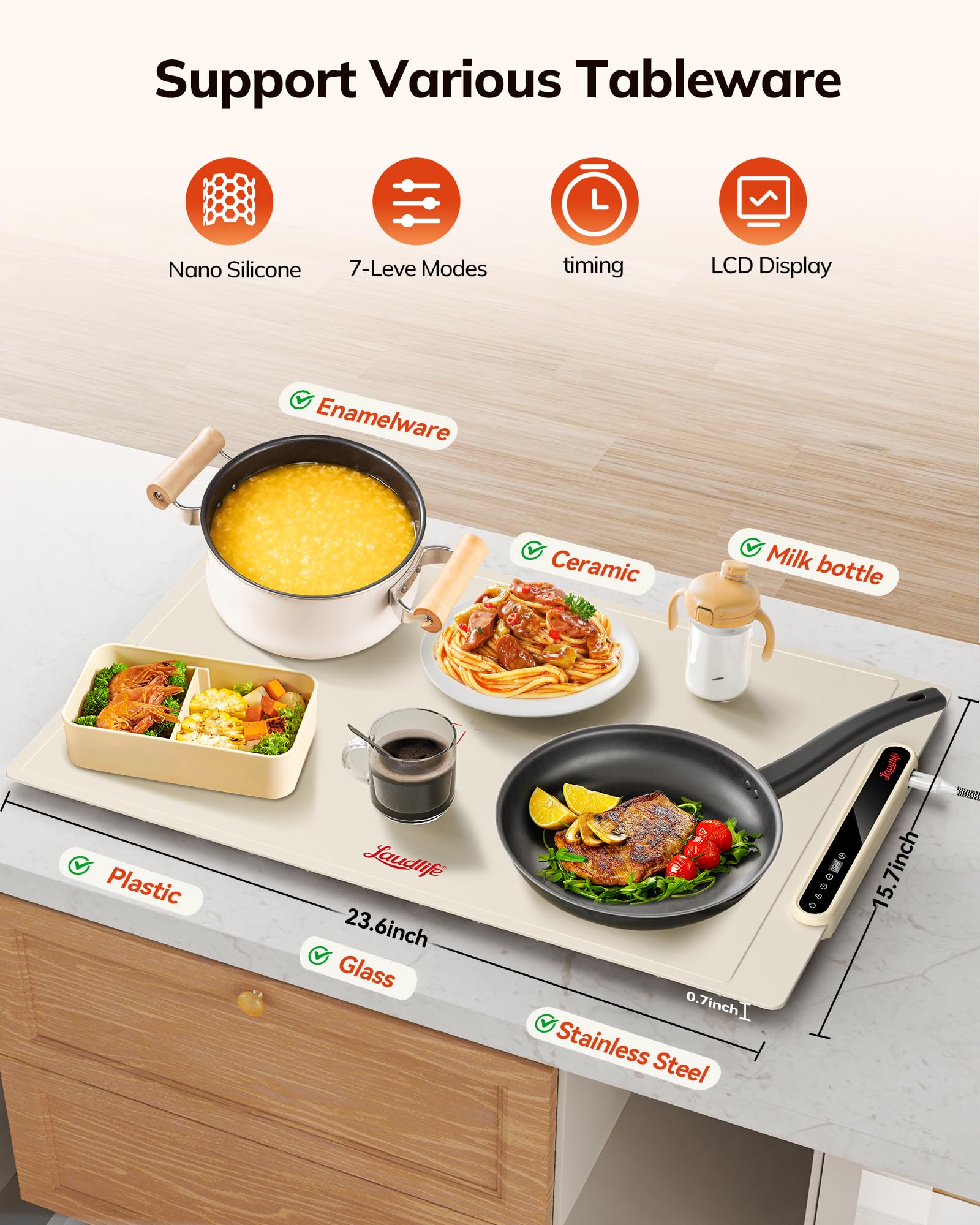 LAUDLIFE food warmer maintains flavor and warmth with efficient heat transfer technology
