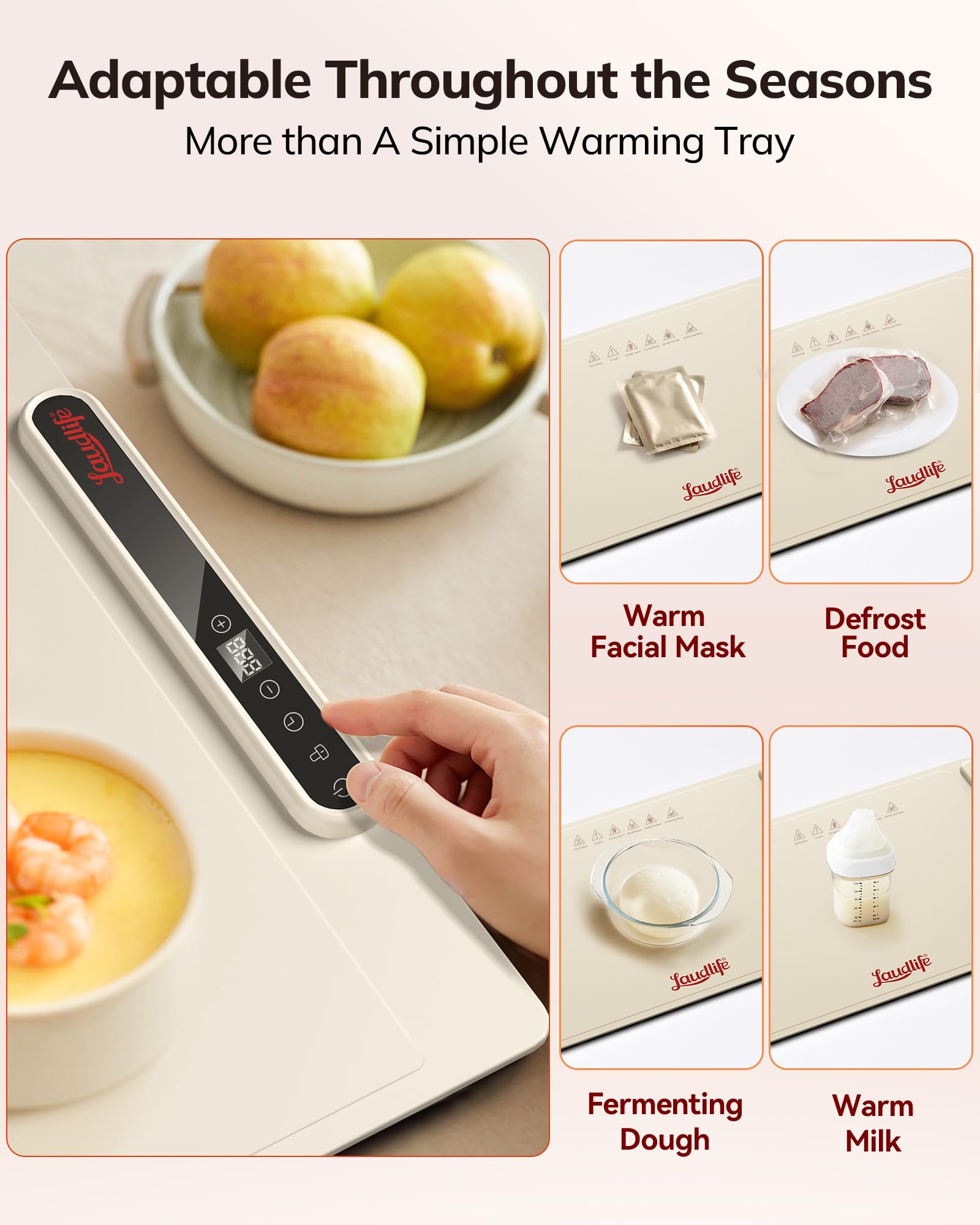 LAUDLIFE 122°F bottom keeps food safe without direct granite or quartz contact