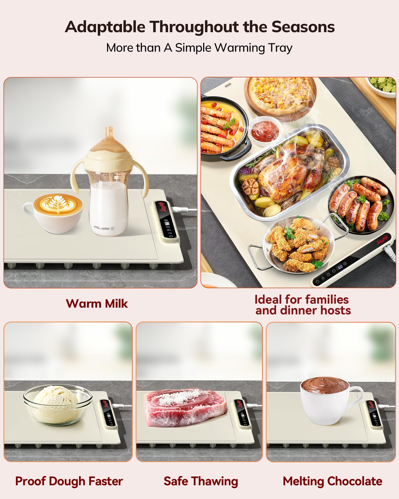 LAUDLIFE warming tray 7 temperature settings offers controlled heating for buffet service