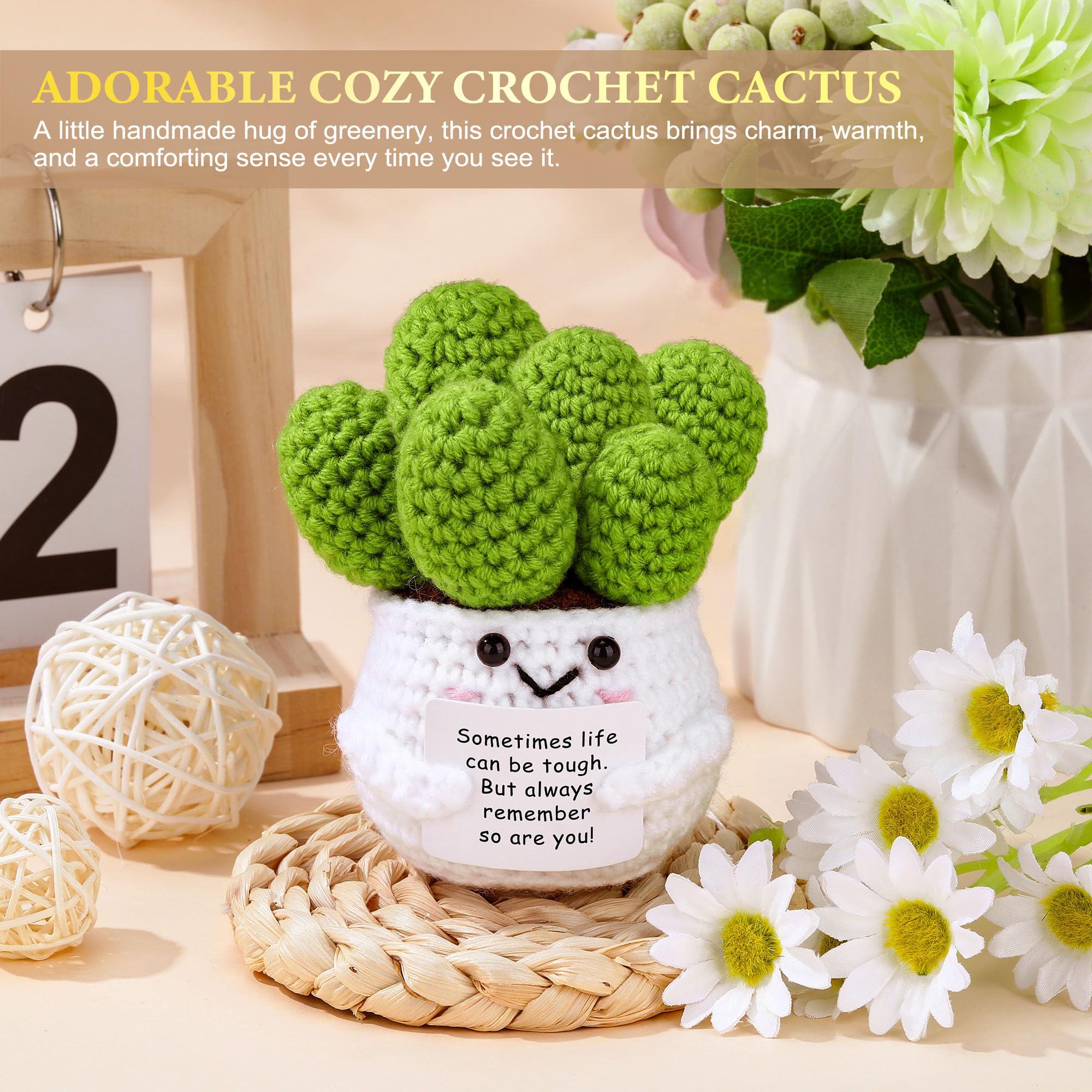 Launrada crocheted cactus adds a cheerful, uplifting touch to recovery spaces.