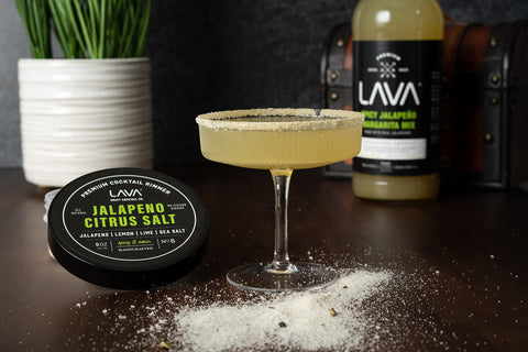 LAVA jar with screw-on lid open closeup showing airtight seal for freshness.