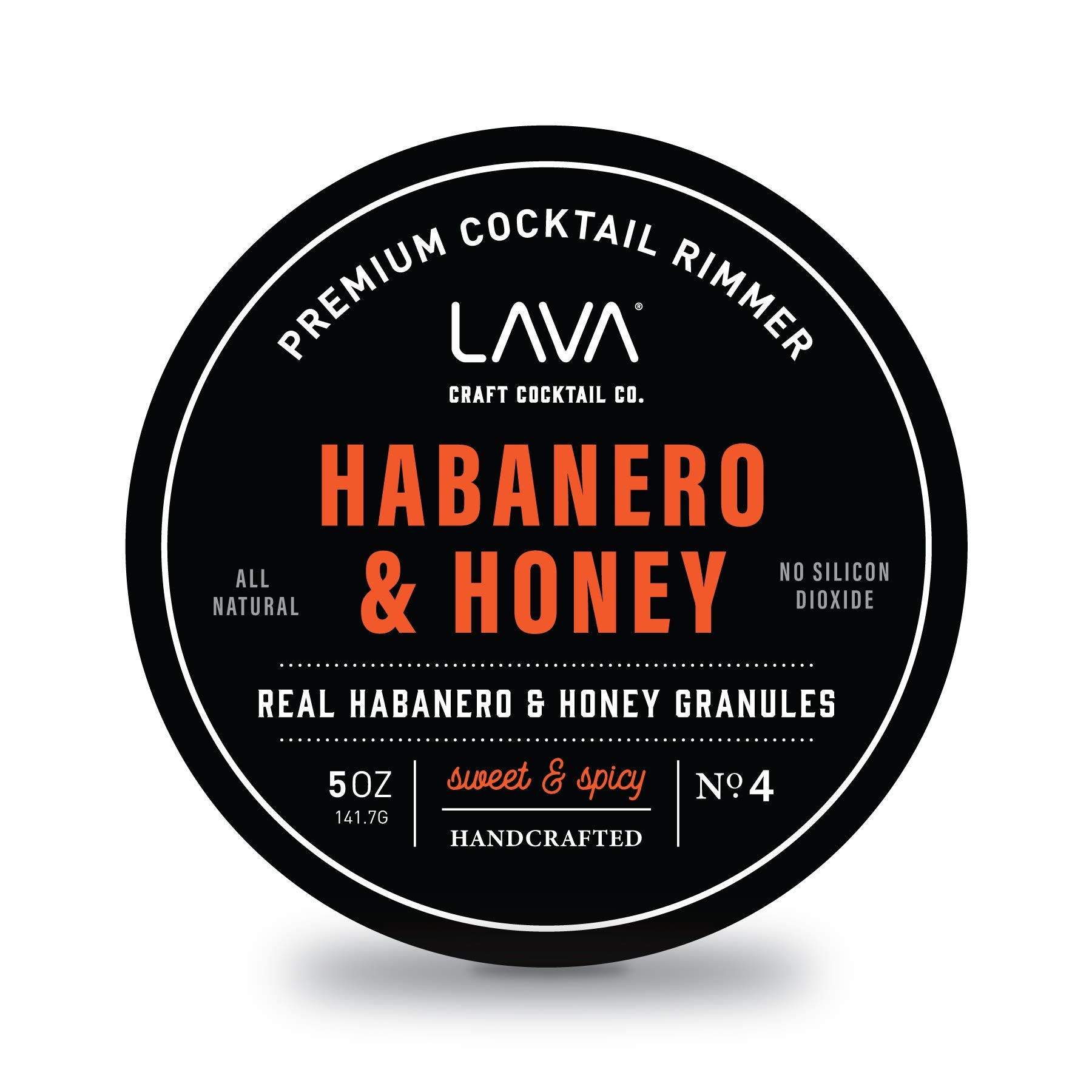 LAVA Premium Habanero & Honey Cocktail Rimmer jar lid close-up for easy rim setup