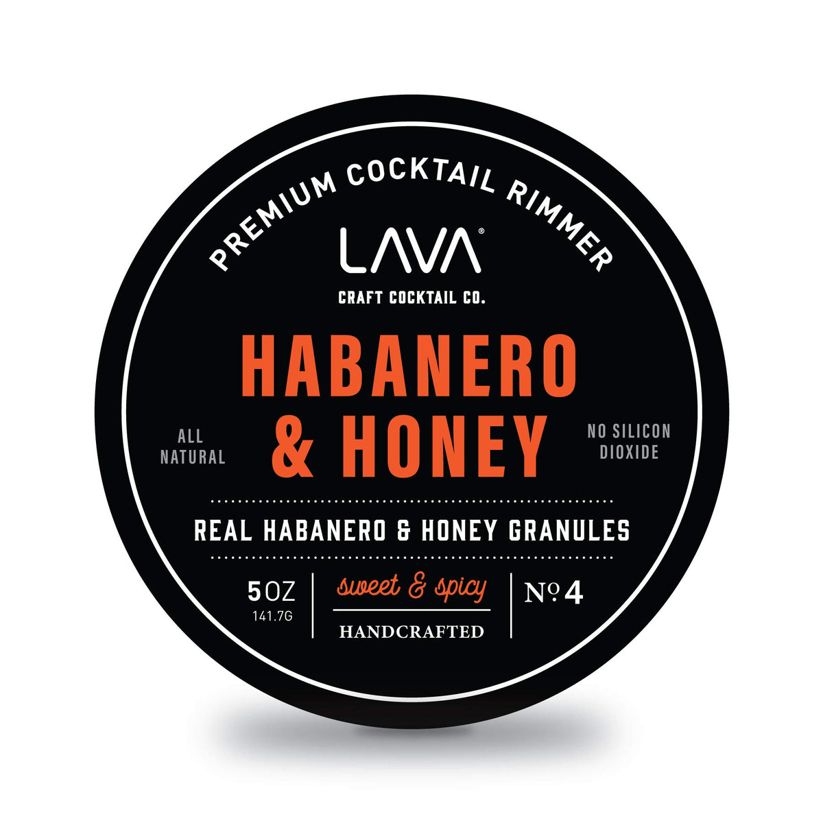 LAVA Premium Habanero & Honey Cocktail Rimmer jar lid close-up for easy rim setup