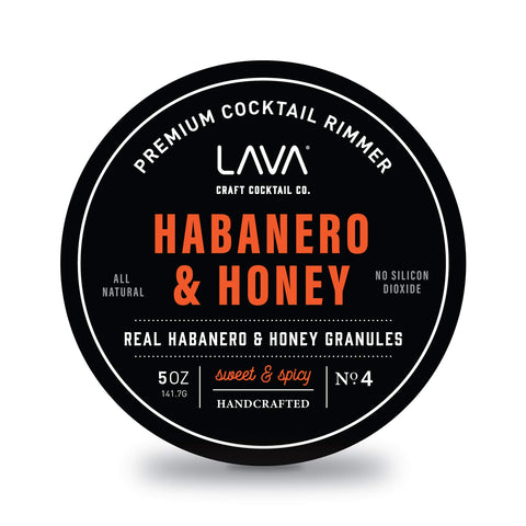LAVA Premium Habanero & Honey Cocktail Rimmer jar lid close-up for easy rim setup