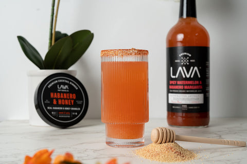 LAVA Premium Habanero & Honey Cocktail Rimmer rim prep for margaritas and Bloody Marys