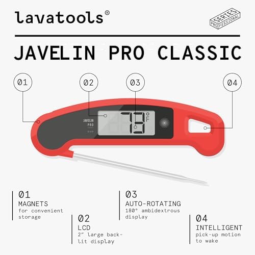 Lavatools Javelin PRO Classic in-use on grill for quick temperature checks