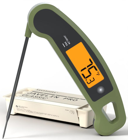 Lavatools Javelin PRO Classic olive front display for quick, accurate temperature readings.