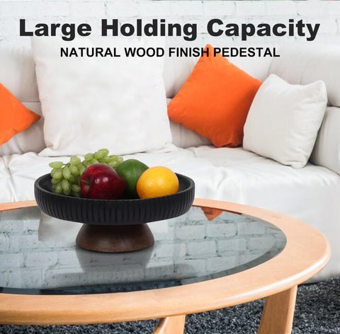 LAVAUK food-safe mango wood bowl for family fruit display.