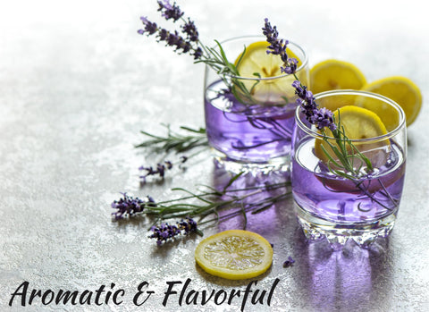 Lavender Lane dessert decor with lavender adds subtle flavor and color.