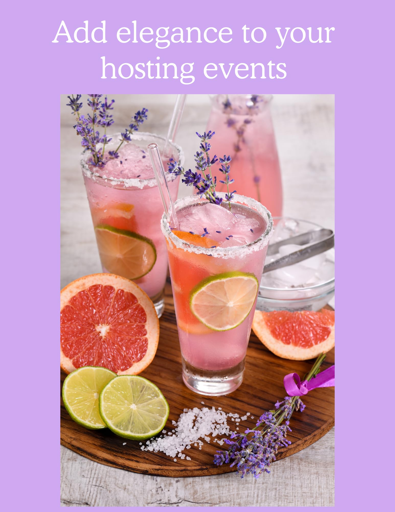 Lavender Lane farm-grown lavender stems showcase pristine stems for drinks.