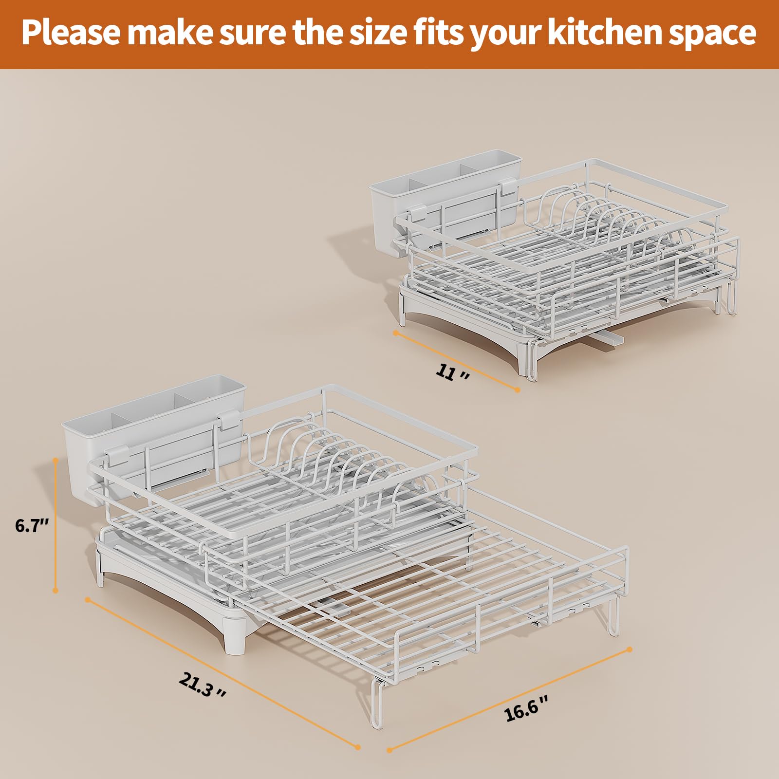 Laveshop dish rack with utensil holder keeping cutlery organized.