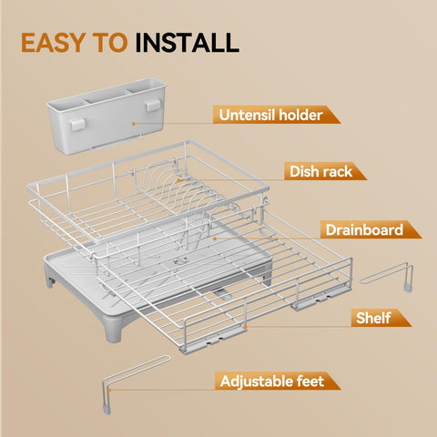Laveshop dish rack easy assembly quick setup without tools.