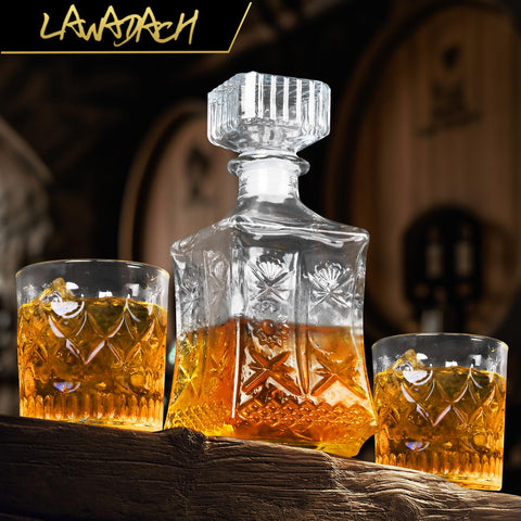 LAWADACH carved-pattern decanter adds a stylish focal point to any bar