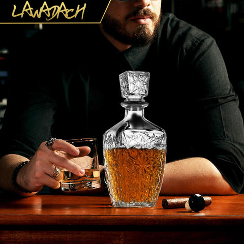 LAWADACH whiskey decanter 28oz pattern B with intricate design for spirits