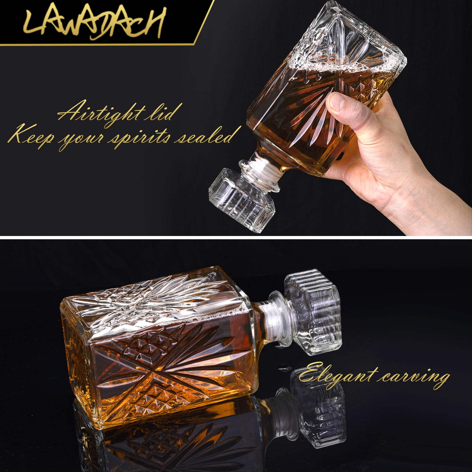 LAWADACH whiskey decanter durable glass for long-term use