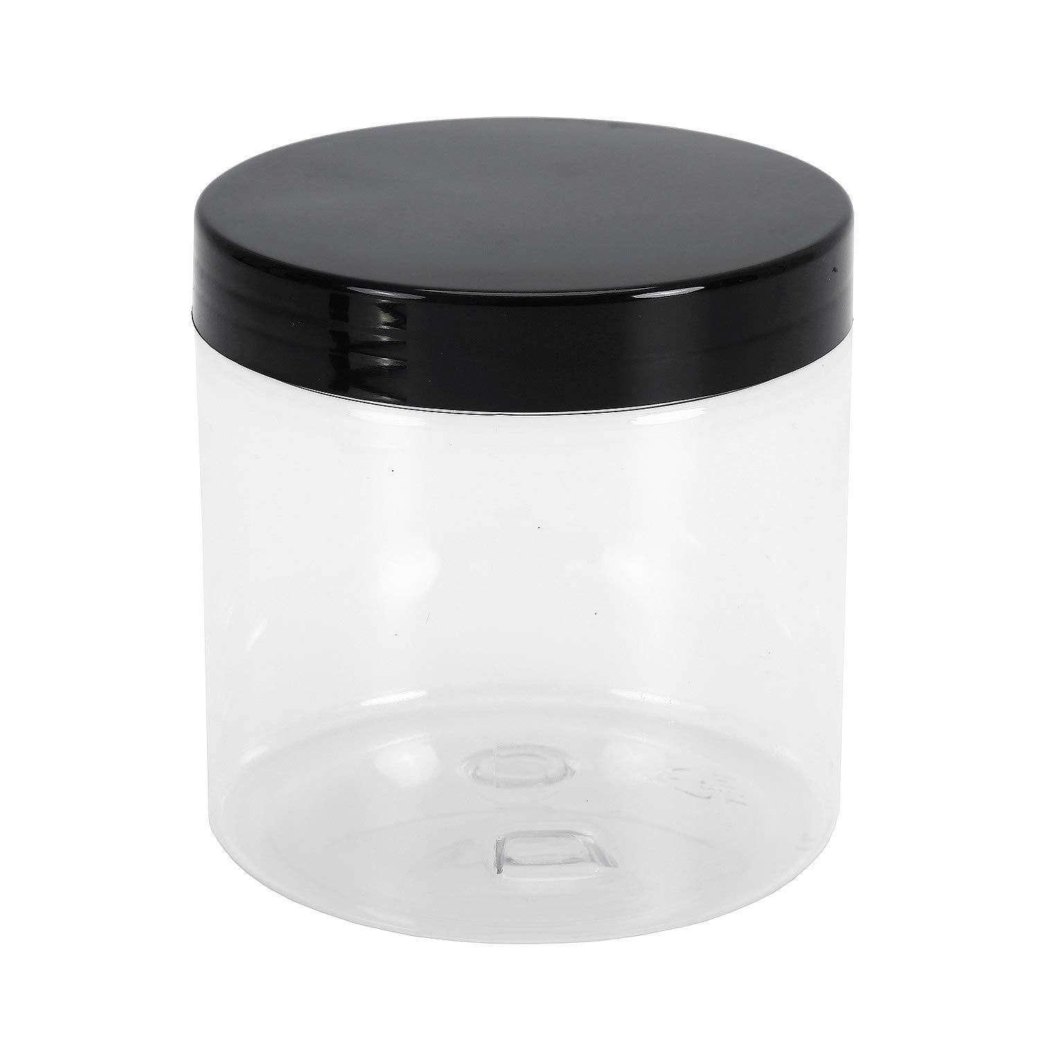 Lawei 16 oz clear jar with black lid for versatile dry storage.