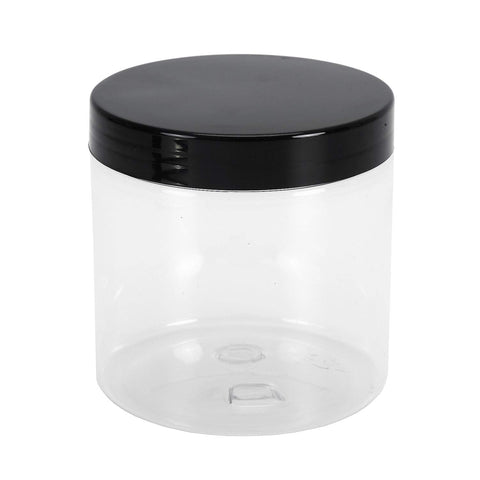 Lawei 16 oz clear jar with black lid for versatile dry storage.