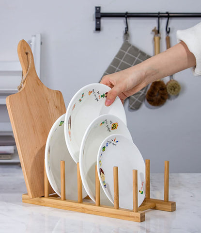 Lawei bamboo dish rack shows easy to assemble parts and setup