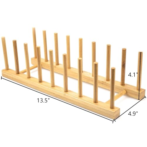 Lawei bamboo rack with pot lid holder keeps lids neatly stored