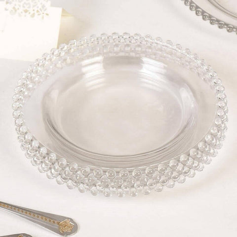 Bead rim adds glamorous touch to Lawei charger plate for catering tables