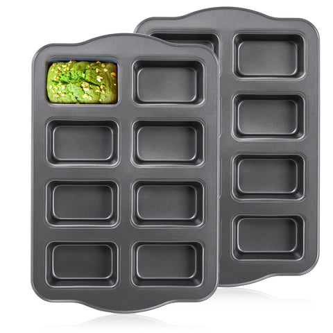 Lawei mini loaf pan front view with eight cavities for versatile baking.