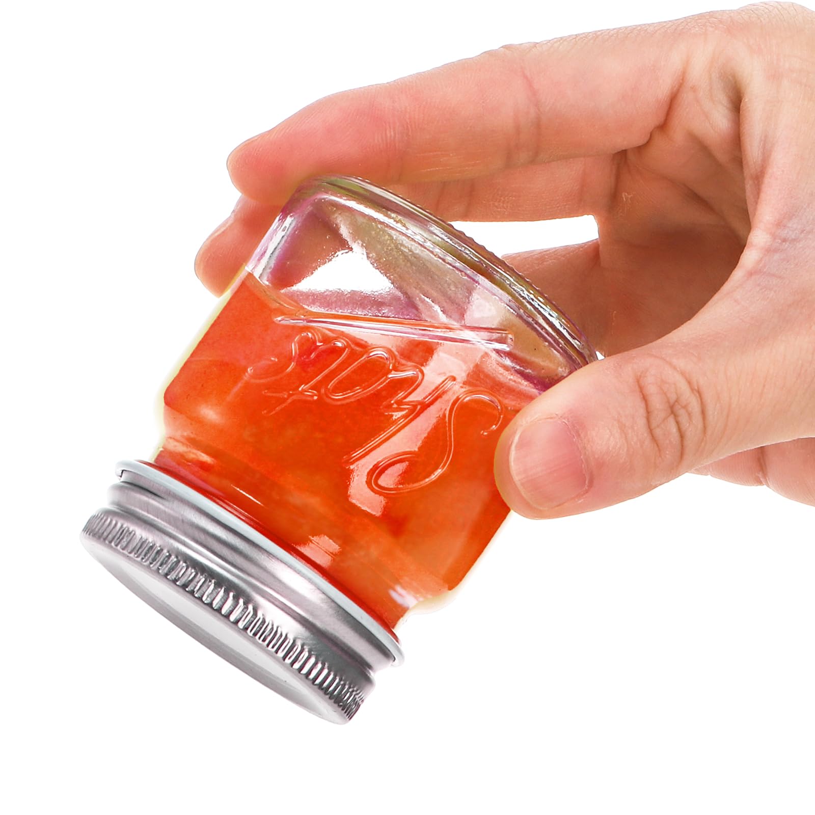 Lawei quilted-design mini mason jar showing contents clearly.