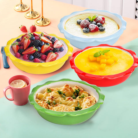 Lawei stackable pie pans save counter space when stored.