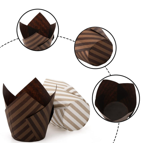 Lawei brown-gold pattern liners for sophisticated cupcakes.