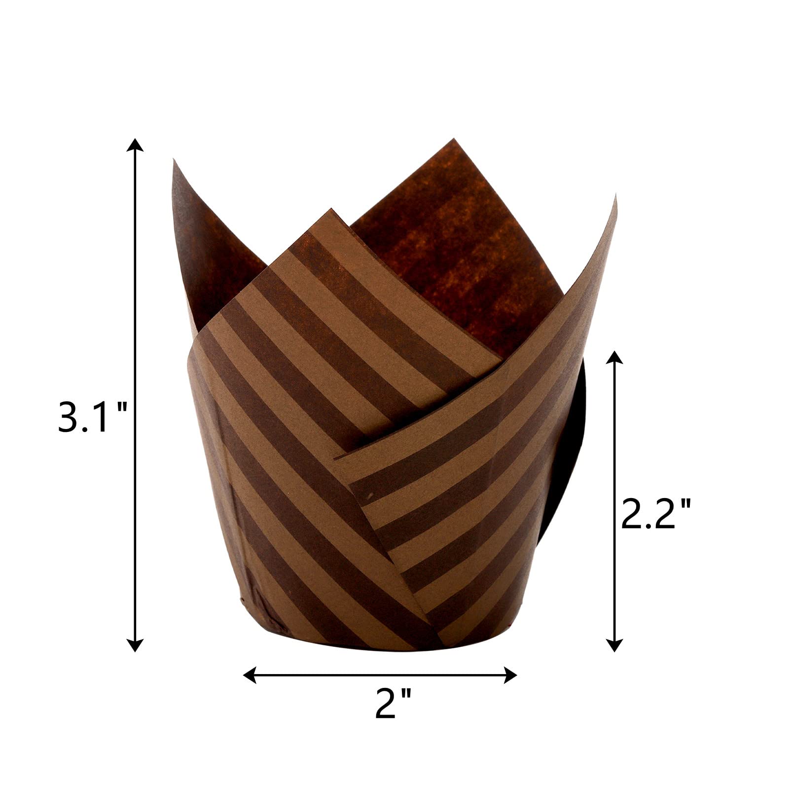 Lawei brown striped tulip liners for rustic party treats.