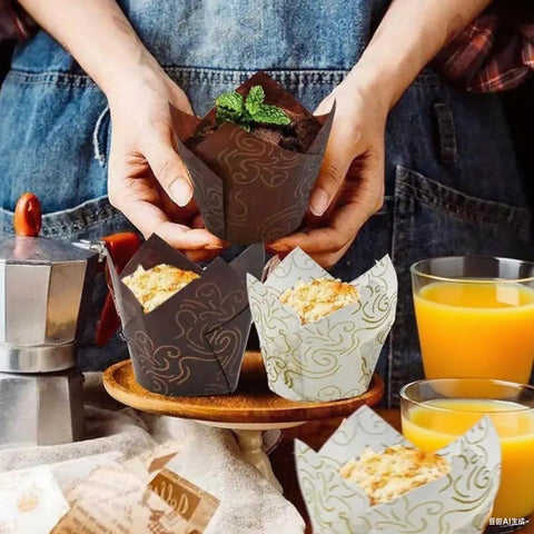 Lawei tulip liners are oven-safe and easy to peel.