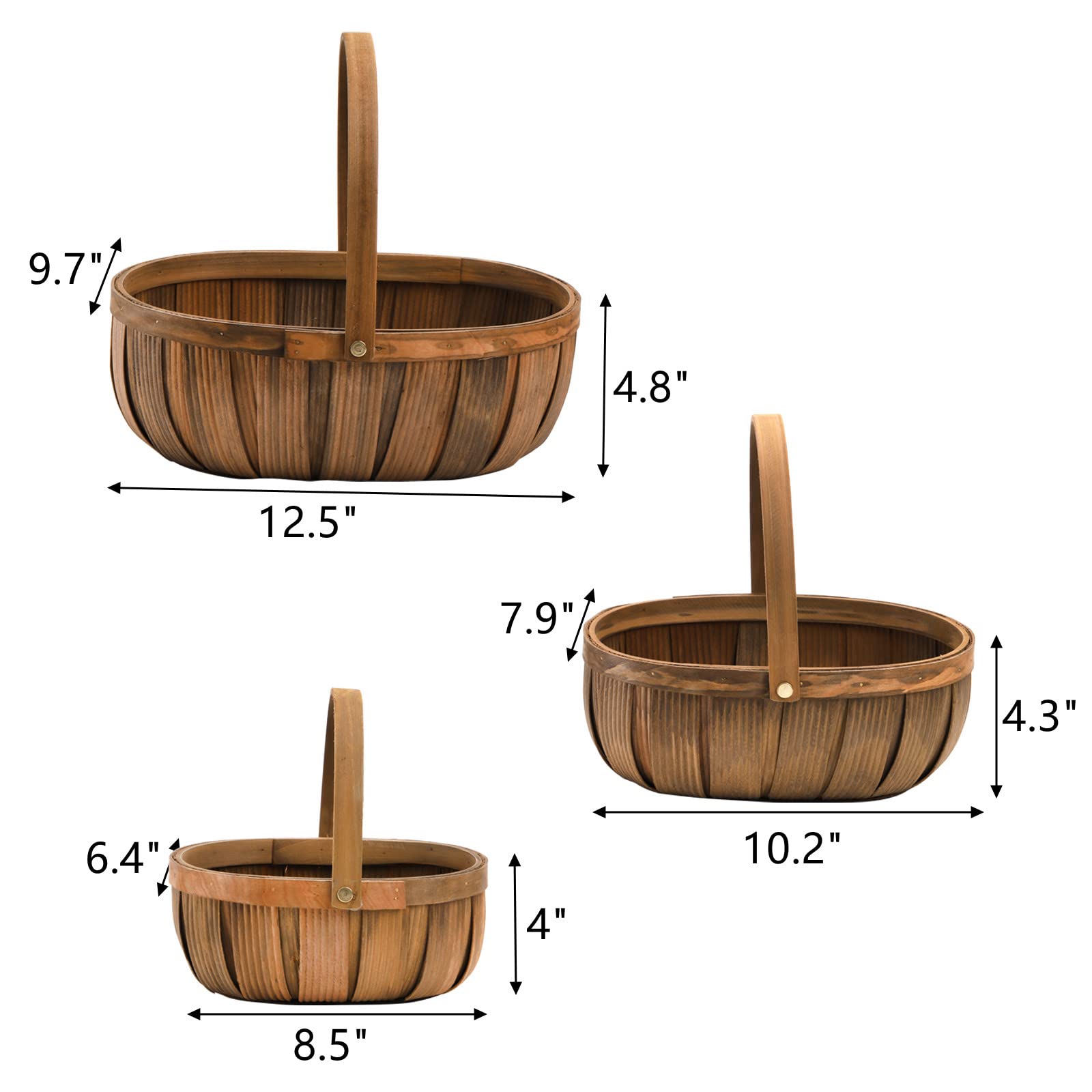 Lawei wood chip basket with heavy duty handle ideal for outdoor snack transport.