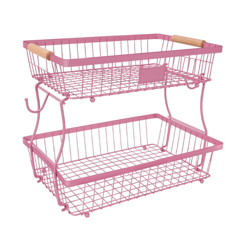 Lawhood-Mijin 2-tier fruit basket top view for an organized countertop display.
