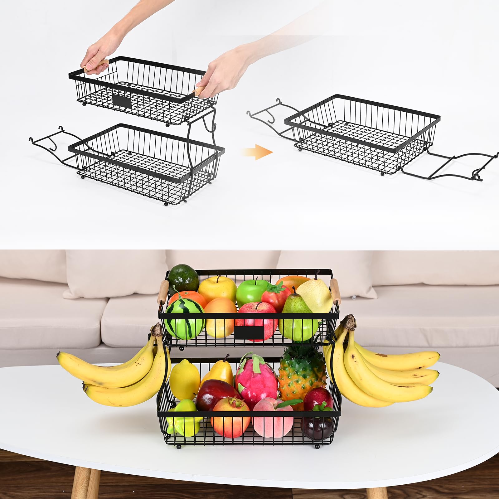Lawhood-Mijin detachable bottom basket keeps bread and vegetables organized