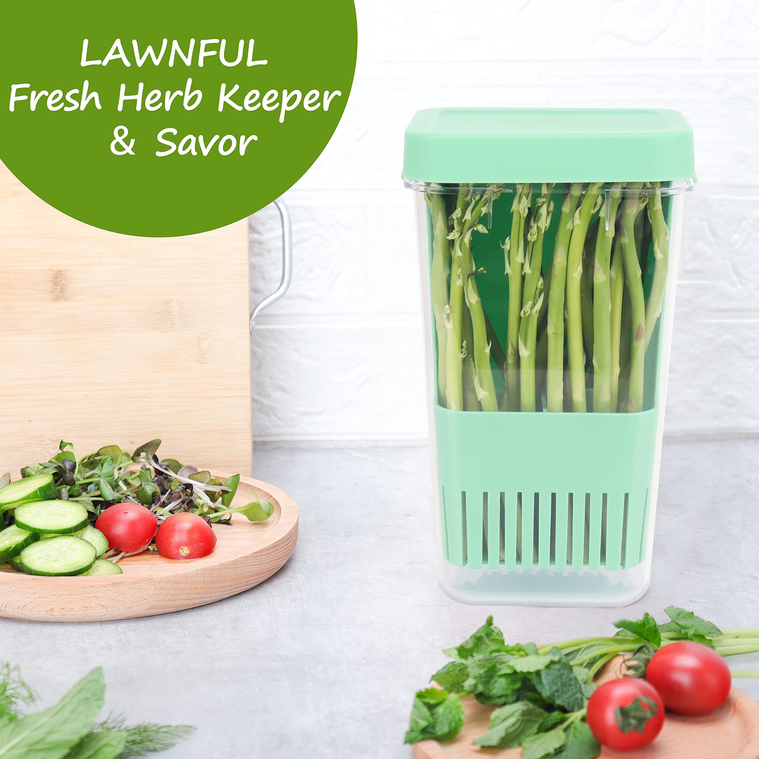 LAWNFUL compact keeper fits fridge door and shelves.