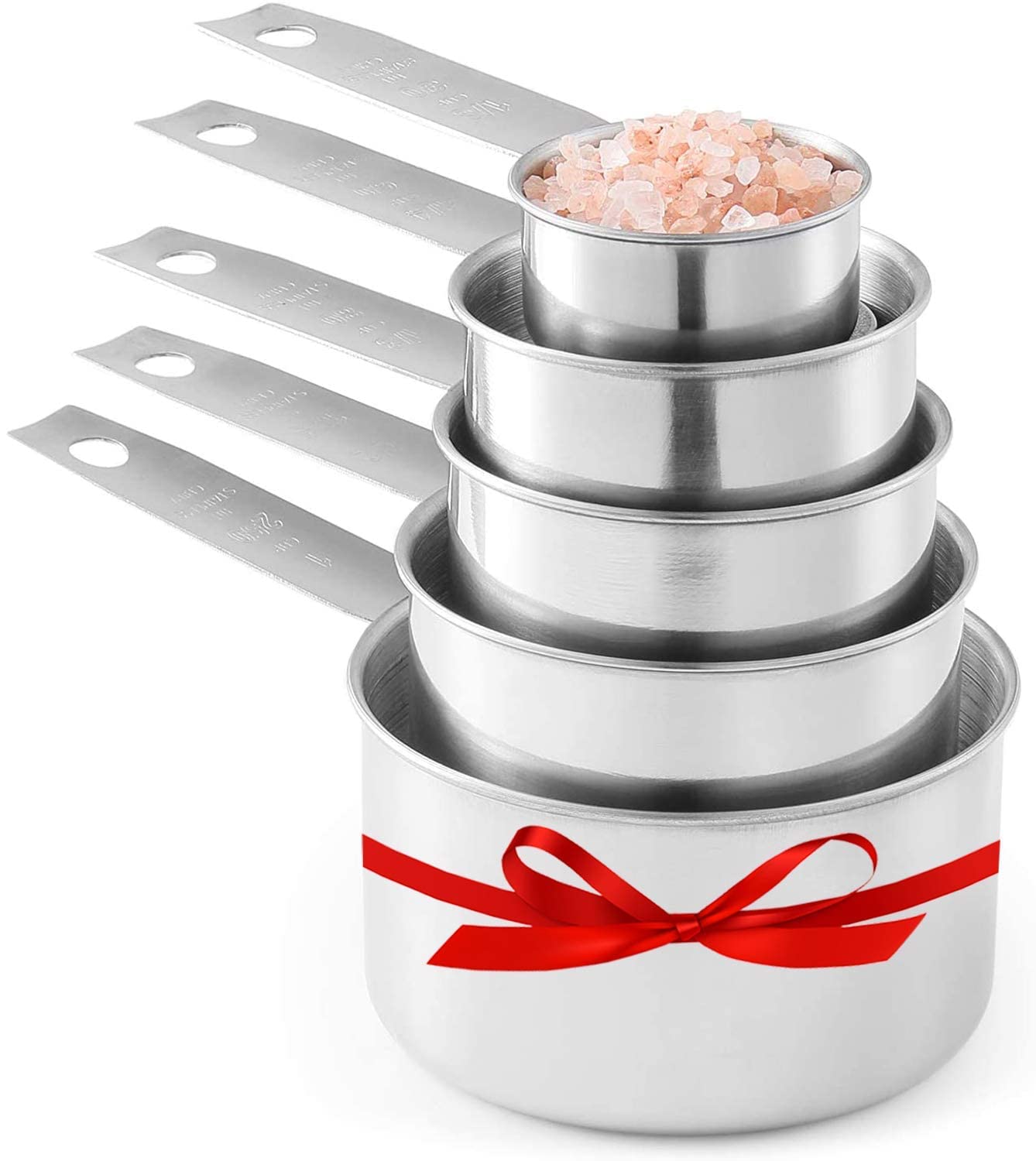 Laxinis World stainless steel half cup for quick recipe measurements.