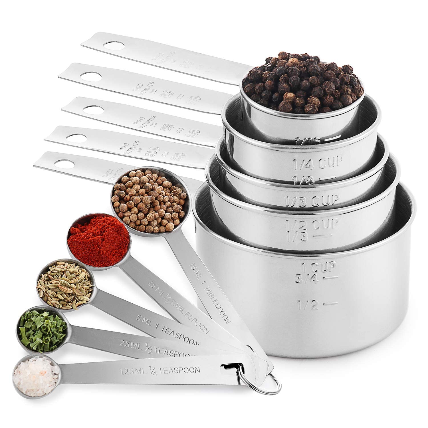 Laxinis World 1/3-cup stainless steel measuring cup with precise engraved markings.